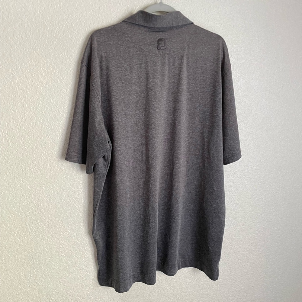 FootJoy Solid Lisle Self Collar Golf Polo XL Heather Charcoal Grey - Picture 3 of 10